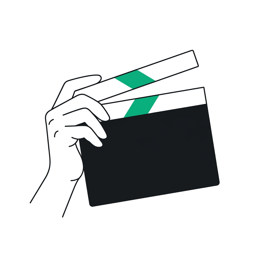 Ilustración de claqueta de producción audiovisual
